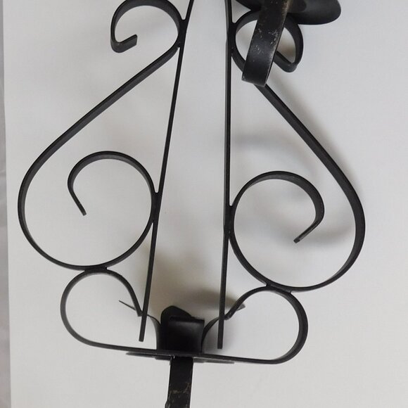 VTG MCM  Black Wrought Iron Metal Wall Candlestick Sconces 9" Pair Candle Holder - Picture 8 of 8